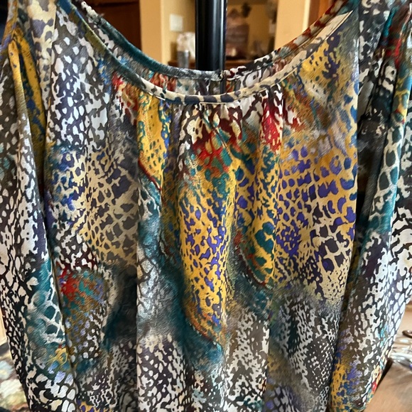 Miss Tina multicolored sheer blouse - Picture 1 of 2
